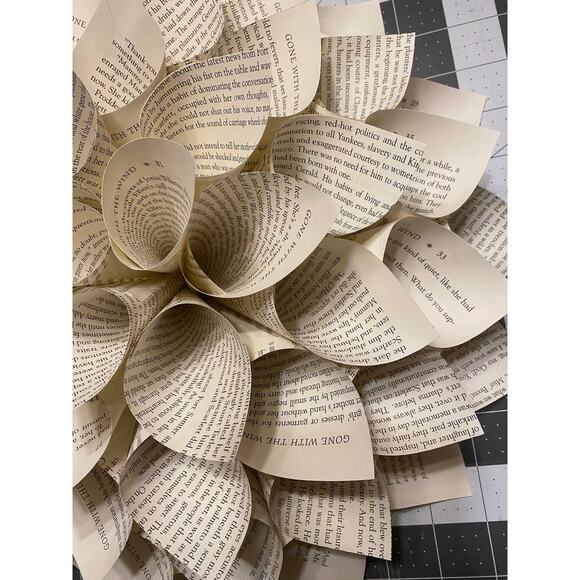 Book Paper Dahlia, 15" 3D Wall Hanging Decor - Paper Flower Gift for Book Lovers - Picture 6 of 8